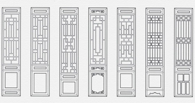 玛沁常用中式仿古花窗图案隔断设计图